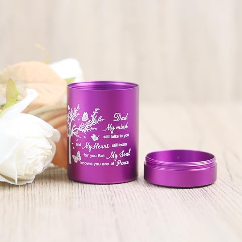3 Inch Small Urn for Human Ashes Aluminum Mini Cremation Small Keepsake Urn for Sharing Ashes Mini Urn-Dad Purple - size: Purple-Dad