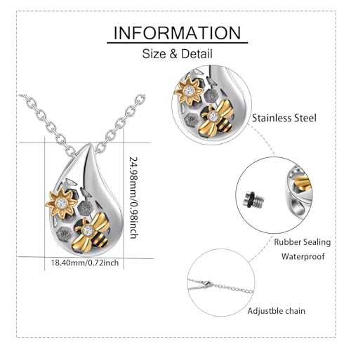 Turtle Angel Dog Butterfly Cremation Jewelry for Ashes Stainless Steel Urn Necklace Ash Holder for Women Men - style: waterdrop