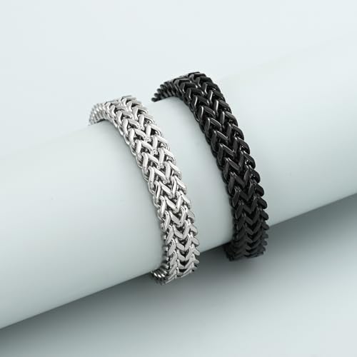 shajwo Cremation Jewelry Urn Bracelet for Human Ashes | Stainless Steel Memorial Keepsake Bracelet,Double Franco Link Bracelet for Women Men - color: Black 20cm