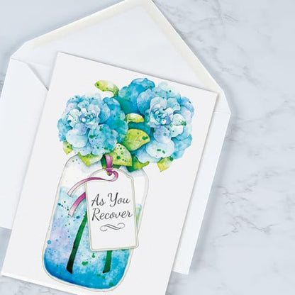 Current Mason Jar Get Well Greeting Cards - Set of 8 (4 Designs), Large 5" x 7", Sympathy Cards with Sentiments Inside, White Envelopes - color: Mason Jar
