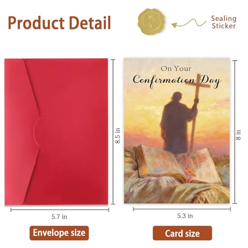 ICOOLYI Confirmation Card for Teens, Catholic Confirmation Gift, Holy Spirit Faith Design, Religious Keepsake Card - color: WY-528