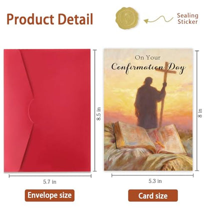 ICOOLYI Confirmation Card for Teens, Catholic Confirmation Gift, Holy Spirit Faith Design, Religious Keepsake Card - color: WY-528