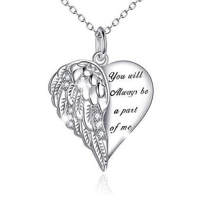 YFN Guardian Angel Wings Heart Necklace Sterling Silver Angel Wings Memorial Sympathy Jewelry for Women Girls Gifts - style: Guardian angel necklace