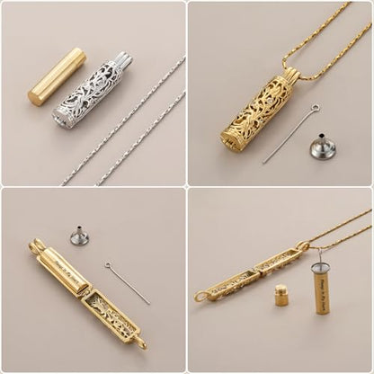 Cylinder Urn Necklace Crystal Tree of Life Cremation Jewelry Pendant for Women Men Vial Cremation Ash Pendant Loved One Memorial Jewelry with Mini Keepsake Urn Ash - Always In My Heart - color: All Gold-Always In My Heart