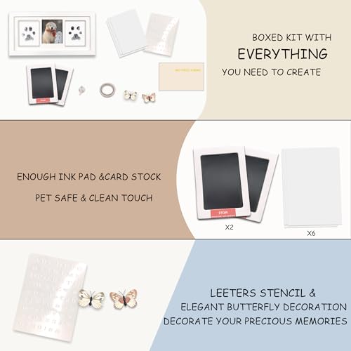 MYPAWLETS Paw Print Frame & Ink Pads Kit,Pawprint Kit for Dog/Cat,XL White | 2 No Mess Ink Pads,Clean Touch,PawPrint Stamp Pad,Dog Nose Print,Quality Memorial Frame,Personalized Dog Mom Gifts - color: Large-White