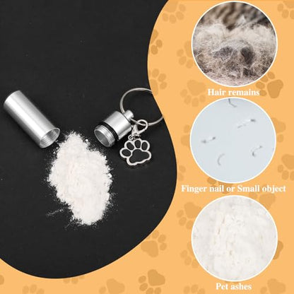 4 Pcs Pet Urns Keychain Ashes Keepsake with 4 Paw Shape Urn Pendant | Stainless Steel Small Cat Pet Urns, Cremation Keepsake Paw Memorial Urn