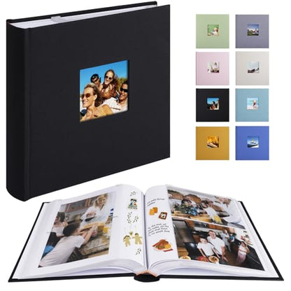 1DOT2 Photo Album with Writing Space, 100 Pages, Linen Cover, Cyan Blue - color: Black