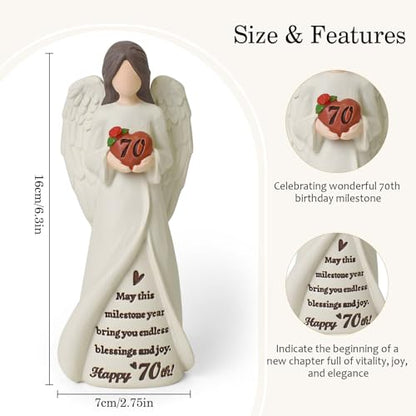 70th Birthday Gifts for Women, Happy 70th Birthday Decorations for Women | Unique 70 Year Old Gifts for Woman Grandma Mom Sister Friends, Hand-Painted Angel Figurine for Home Party Decor - style: 70th Birthday