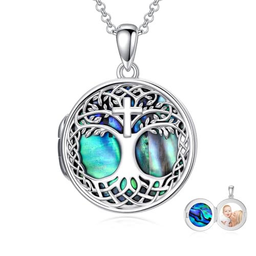 Tree of Life Necklace 925 Sterling Silver Abalone Shell Celtic Knot Tree Pendant Necklace Jewelry Gifts for Women Birthday Christmas - style: Style5