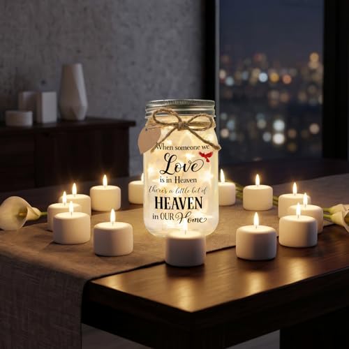 Jar Night Light, Glass Lamp, 5x3 Inch, Memorial Gift Cardinal - color: Cardinal Memorial