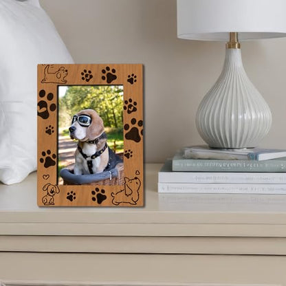 Rustic Printing Dog Picture Frame For 4 X 6 Photo With Back Bracket, Dog Owner Picture Frame, Desktop Shelf Display,Dog Paw Print Photo Frame, Gifts Dog Lovers Dog Owner - C15 - color: Dog