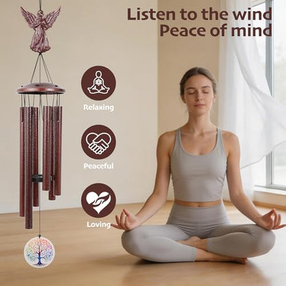 Aluminium Memorial Wind Chimes36 to Outdoor/Indoor Decoration, Classic Sympathy Gift for Bereavement, Loss of Loved One to Bring Comfort & Atmospher (Angel+Tree of Life)