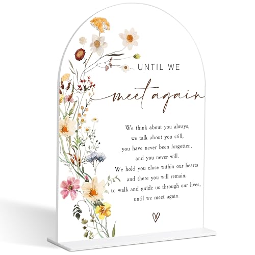 Wedding Memorial Sign, Flower Style Wedding Table Signs for Reception and Event Party, Bridal Shower, Engagement, Centerpiece Party Decor, Memorial Plaque, 6X8 Inch Acrylic Arch Sign with Stand,23 - color: Wedding Memorial,23