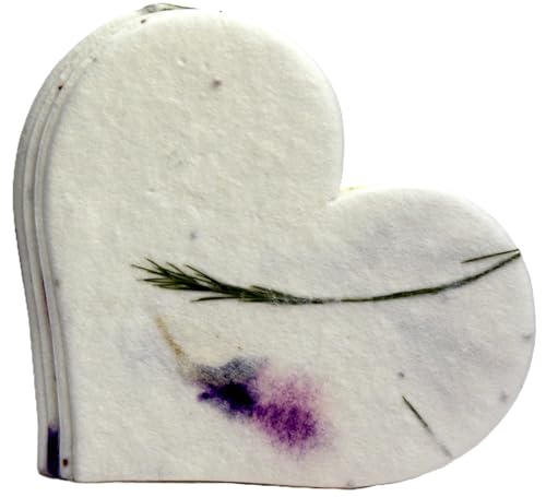 Of The Earth Handmade Paper - Wildflower Seed Paper Large Hearts - Recycled Flower Petals - Bulk Set of 100 (58s Purple & Fern) - color: 58s Purple & Fern