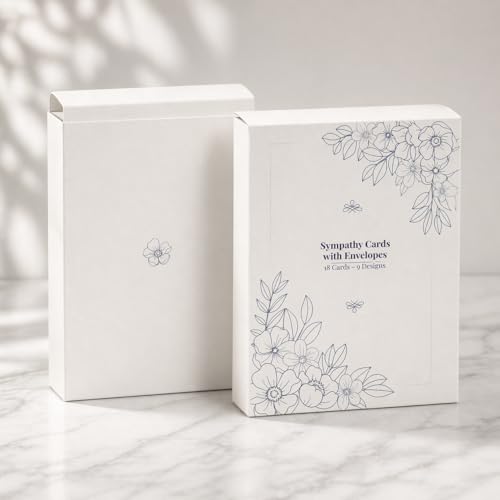 Sympathy Cards with Envelopes, 18 Pack Assorted Watercolor Condolence Cards