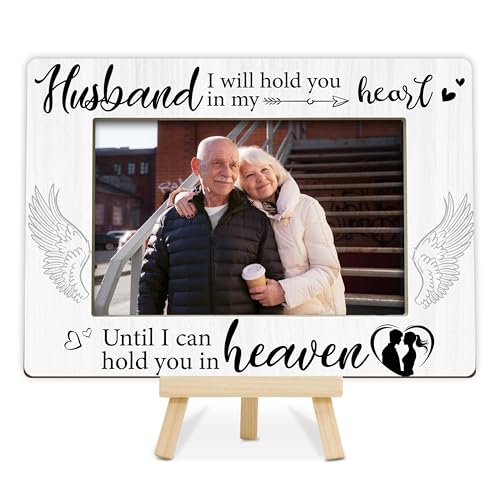Memorial Gifts Loss of Husband, Sympathy Picture Frame, Remembrance Gifts Wooden Photo Frame with Easel, 4x6 Bereavement Picture Frame for Tabletop Display - G06 - style: Loss of Husband