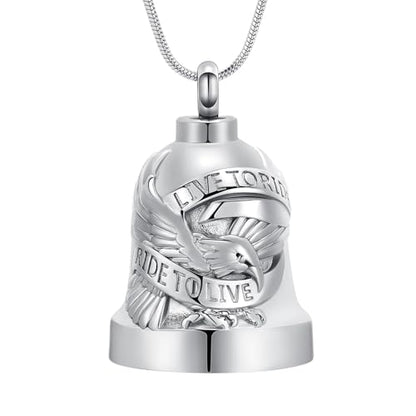 Eagle Love Cremation Keychain Bell Urn Necklaces for Ashes Keepsake Ash Pendant Memorial Urn Keychain Jewelry - color: A-silver
