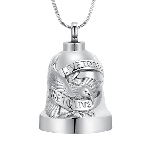 Eagle Love Cremation Keychain Bell Urn Necklaces for Ashes Keepsake Ash Pendant Memorial Urn Keychain Jewelry - color: A-silver