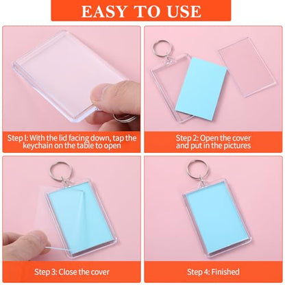 50 PCS Photo Insert Keychains, Acrylic Clear Blank Keyrings Picture Frame Keyring with Split Ring for Personalised Custom and Passport Photo Size, 1.8 Inch by 2.8 Inch