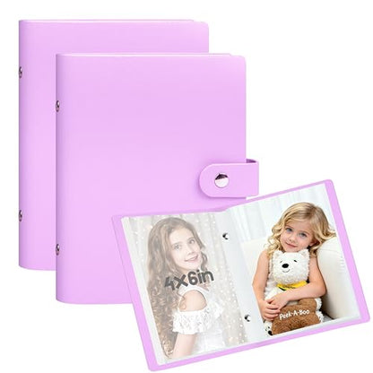 Ruibytree 2 Pack Small Photo Albums 4x6 Pictures, 104 Photos Total, Purple - color: Purple