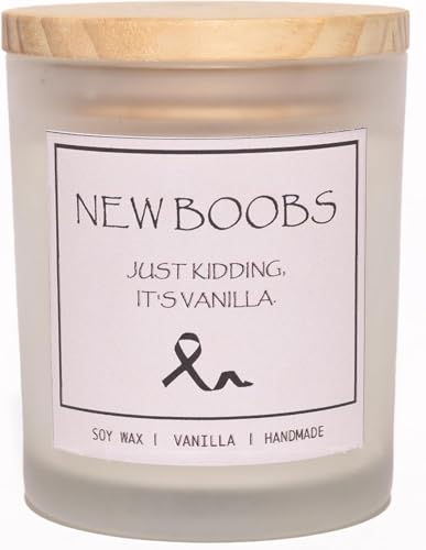 After Breast Surgery Gifts for Women, Breast Cancer Survivor Gifts, New Boobs Candle, Vanilla Scented Candle, Natural Soy Wax & Natural Essential Oils - color: New Boobs