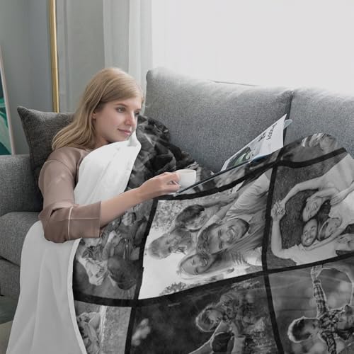 XINLING Custom Memorial Blanket with Pictures for Loss of Loved One Personalized Photo Blanket Customized Sympathy Gifts in Memory of Mom Dad Grandma Grandpa(9 Photos) - color: 9 Photos