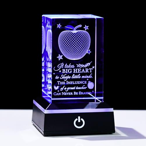 Teacher Appreciation Gifts for Women Men - 3D Crystal Engrave It takes a big heart with Base - Best Unique Christmas Retirement Thank You End of The Year Gifts for Teacher from Students - style: Teacher gifts-Big Heart