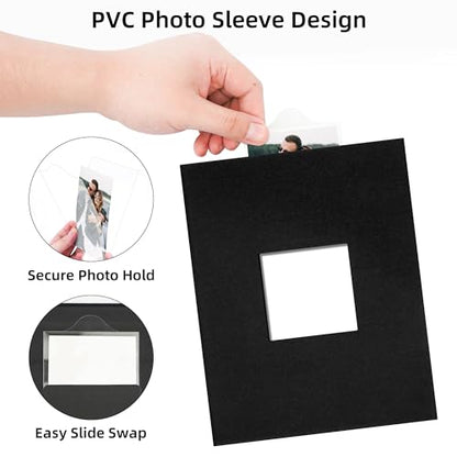 4x6 Slip In Photo Album Holds 200 Pockets Cloth Cover Black | DIY cover window, Acid free pages, PVC free pockets, Family Travel Wedding, Gift ready - color: Black, size: 200 Pockets
