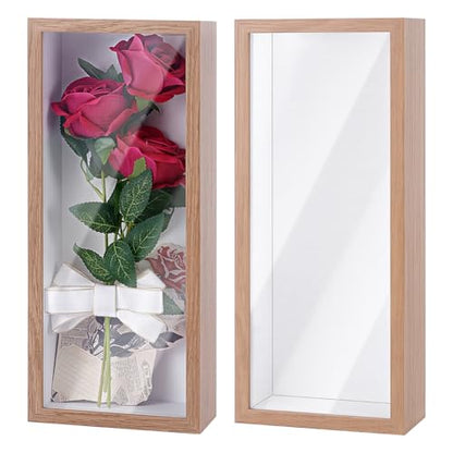 2Pcs Shadow Box Display Case, 14.4x6.1x2.56Inch Rectangle MDF Shadow Box Frame with Nail Hangers and Hook for Mother's Day Awards Memorabilia Flower Pictures Keepsakes Medals(Peru) - color: Peru