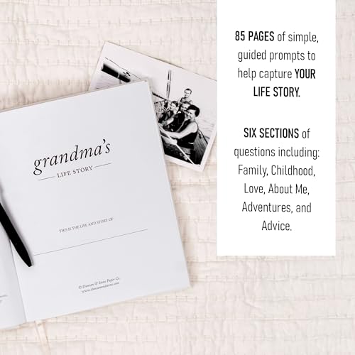 Duncan & Stone Grandma Story Journal, Life Memory Book, Prompts, Ivory | Linen-bound keepsake with prompts & family tree for Grandma to share her life story; an 85-page gift for grandmother - style: Your Story Grandma