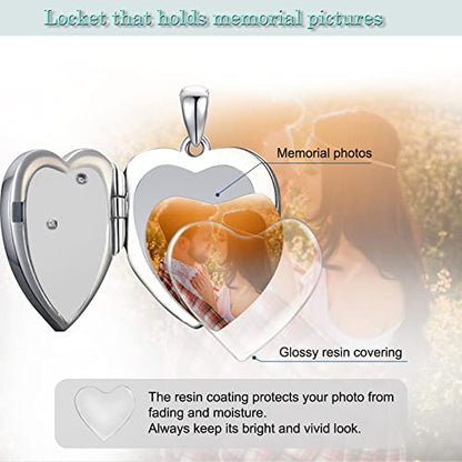 SOULMEET Personalized Silver Locket Necklace That Holds Pictures Photo Keep Someone Near to You, Memorial Custom Lockets Necklaces Letters Engraving for His Her - color: A4-Infinity sunflower-Two tones White+Yellow, style: Locket+Custom Photo