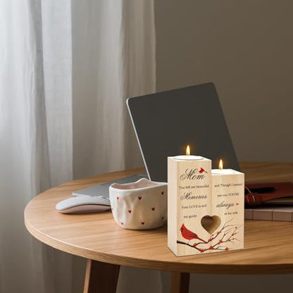 Sympathy Gifts for Loss of Mom Wooden Cardinal Candle Holder Memorial Gifts Funeral Decorations Table Decor Mom Thinking of You Remembrance Condolence Grief Presents for Loss of Loved One Mother