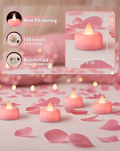 Amagic 24Pack Pink Flameless LED Tea Lights Candles Battery Operated - color: Pink, size: 24 Pack