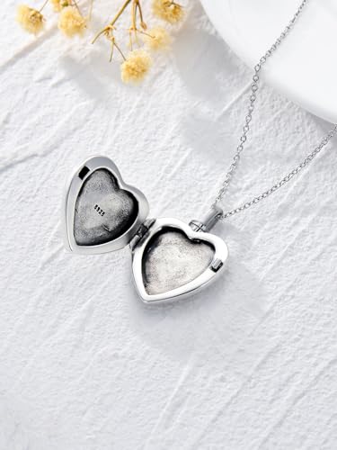 Dorunmo Personalized Locket Urn Necklace 925 Sterling Silver Pictures Photo Keep Someone Near to You Custom Lockets Jewelry Letters Engraving for Women - color: C-Lotus, style: Locket Only