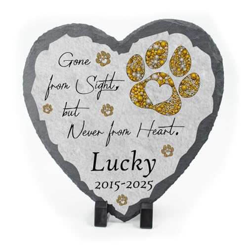Custom Pet Memorial Stone with Paw Print for Loss of Dogs Cats Sympathy Gifts, Garden Remembrance Headstone Natural Stone Grave Marker Dog Cat Passing Away - color: Memorial 4