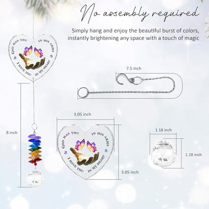 Glass Ornament Suncatcher - I Have You in My Heart - Sympathy Gift for Loss of Loved One - Grief Heaven Keepsake - Mother's Day for Mom Dad Sisters Brothers Grandparents - color: I Have You in My Heart