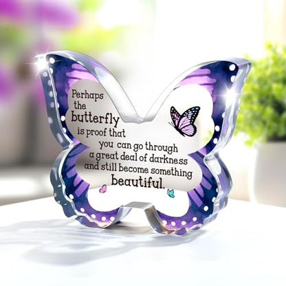 Inspirational Gifts for Women, Motivational Gifts for Coworkers, Cheer Up Gift for Colleagues Friends Christmas, Encouragement Present Beautiful Butterfly Gift Decorative Signs Plaque - style: Butterfly