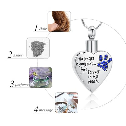 memorial jewelry Your Wings were Ready, But My Heart was Not Stainless Steel Carved Locket Cremation Urn Necklace for Pet Dog Cats - color: Customize