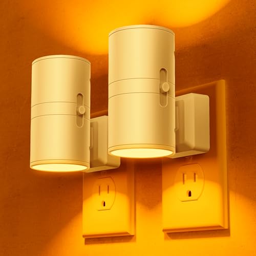 Night Lights Plug into Wall, Modern LED Night Light Plug in | Dusk to Dawn Sensor, Amber Night Light 0-100LM Adjustable Brightness, 2 Pack Dimmable NightLight, Hallway, Bedroom, Stairway - color: White-Amber, size: 2 Pack