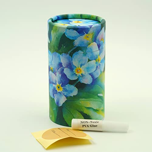 Casket Depot Forget-Me-Not Mini Size Memorial Collection Paper Biodegradable Urn for Spreading Ashes - Bio Urn for Scattering Ashes (Mini Memento Size 35 Cubic Inches)