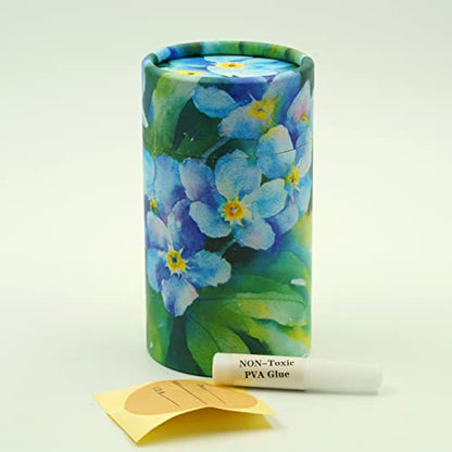 Casket Depot Forget-Me-Not Mini Size Memorial Collection Paper Biodegradable Urn for Spreading Ashes - Bio Urn for Scattering Ashes (Mini Memento Size 35 Cubic Inches)