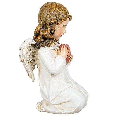 Joseph's Studio by Roman, 11.75" H Memorial Angel Holding a Heart Garden Statue, Outdoor Décor