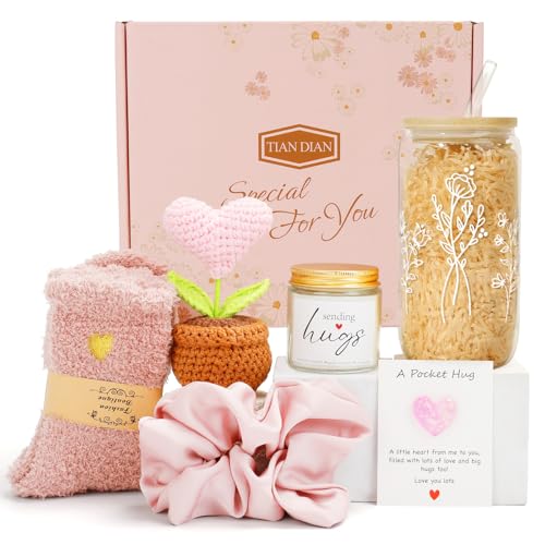 Get Well Soon Gift Baskets for Women After Surgery, Care Package, Sympathy Gift Baskets, thinking of you gifts, Encouragement, Surgery Recovery gifts For Mom Her Friend Sister Wife (White- Pink) - color: White- Pink