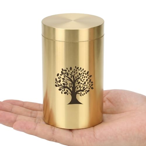 Small Urns for Human Ashes Keepsake,Mini Urns for Ashes with Tree of Life Pattern,Small Scattering Tubes for Human or Pet Ashes,Made of Brass,2.95 * 1.77 Inches - size: 2.95‘’x1.77'',1pc