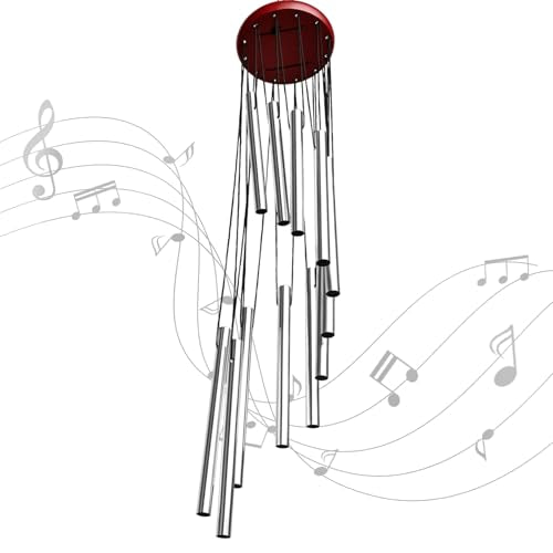 Outdoor Wind Chimes for Outside with 12 Aluminum Tubes for Garden Patio Balcony and Home Decor (Silver) - color: Silver