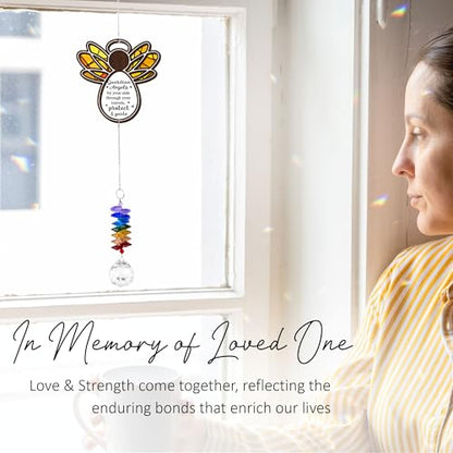 2 Layered Ornament Suncatcher - Guardian Angel Ornament - Unique Keepsake - Sympathy Presents - Rainbow Remembrance - Mother's Day Father's Day Birthday Gifts for Women, Men - color: Guardian Angel