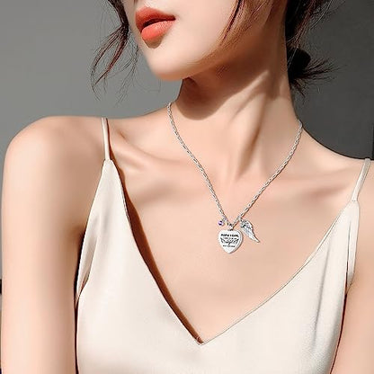 Dletay Heart Urn Necklace for Human Ashes Cremation Jewelry with 12 Birthstones Cremation Necklace for Ashes - style: Papa