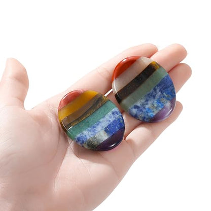 7 Chakra Worry Stone Healing Crystal–Anxiety Relief Items Gifts - color: 7chakra Oval Shaped