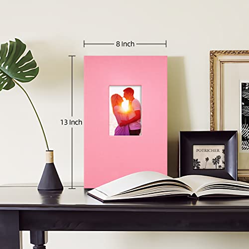 potricher Linen Photo Album for 4x6 Inch Photos, 300 Pockets, Pink | Linen Cover, Small Capacity 4x6 Picture Albums with Horizontal Pockets, 4x6 Photo Book for Family, Wedding, Baby, Anniversary - color: Pink
