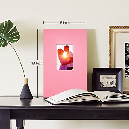 potricher Linen Photo Album for 4x6 Inch Photos, 300 Pockets, Pink | Linen Cover, Small Capacity 4x6 Picture Albums with Horizontal Pockets, 4x6 Photo Book for Family, Wedding, Baby, Anniversary - color: Pink